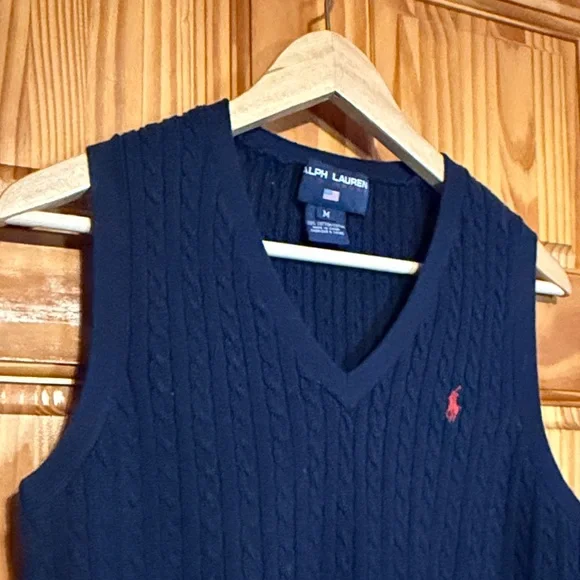 Ralph Lauren Men's Dark Blue V-Neck Sweater Vest - Picture 6 of 10